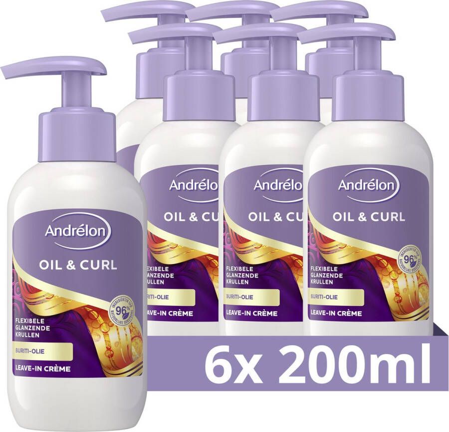 Andrélon Andrelon Oil & Curl Leave-In Crème 6 x 200 ml Voordeelverpakking