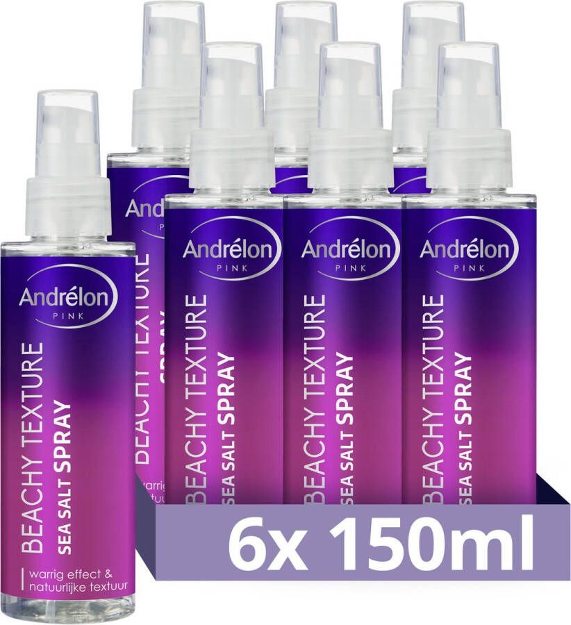 Andrélon Pink Beachy Texture Sea Salt Spray 6 x 150 ml Voordeelverpakking
