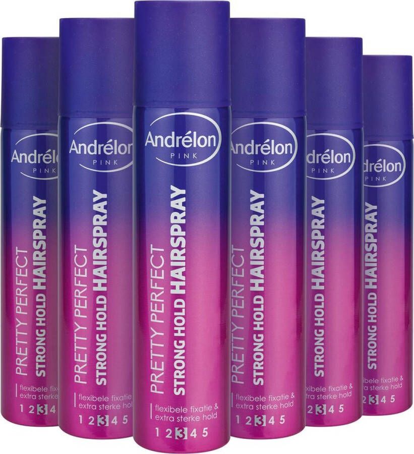Andrélon Pink Collection Pretty Perfect Strong Hold Haarspray 6 x 250 ml Voordeelverpakking