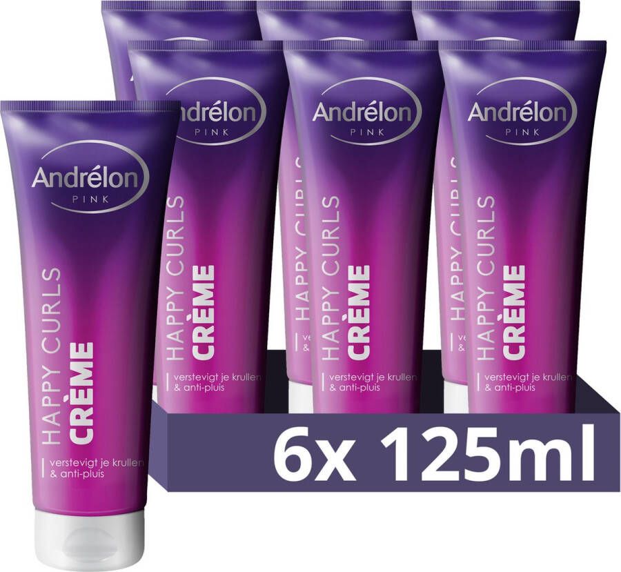 Andrélon Pink Collection Haarcrème Happy Curls verstevigt je krullen 6 x 125 ml