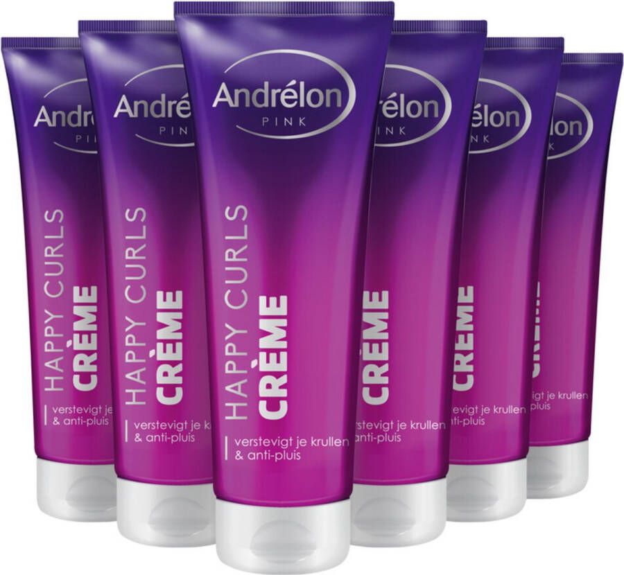 Andrélon Pink Collection Haarcrème Happy Curls verstevigt je krullen 6 x 125 ml