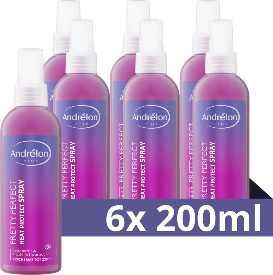 Andrélon Andrelon Pink Heat Protect Spray Pretty Perfect hittebescherming tot 230 °C 6 x 200 ml