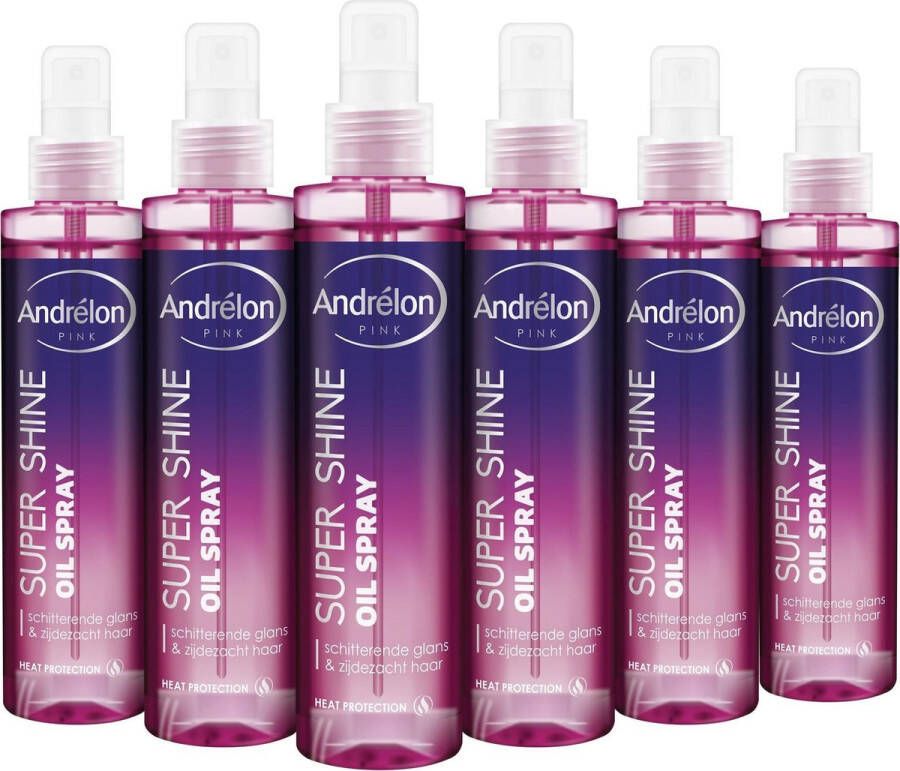 Andrélon Pink Super Shine Oil Haarspray 6 x 200 ml Voordeelverpakking