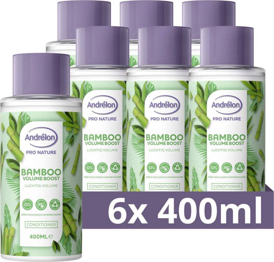 Andrélon Pro Nature Bamboo Volume Boost Conditioner 6 x 400 ml Voordeelverpakking