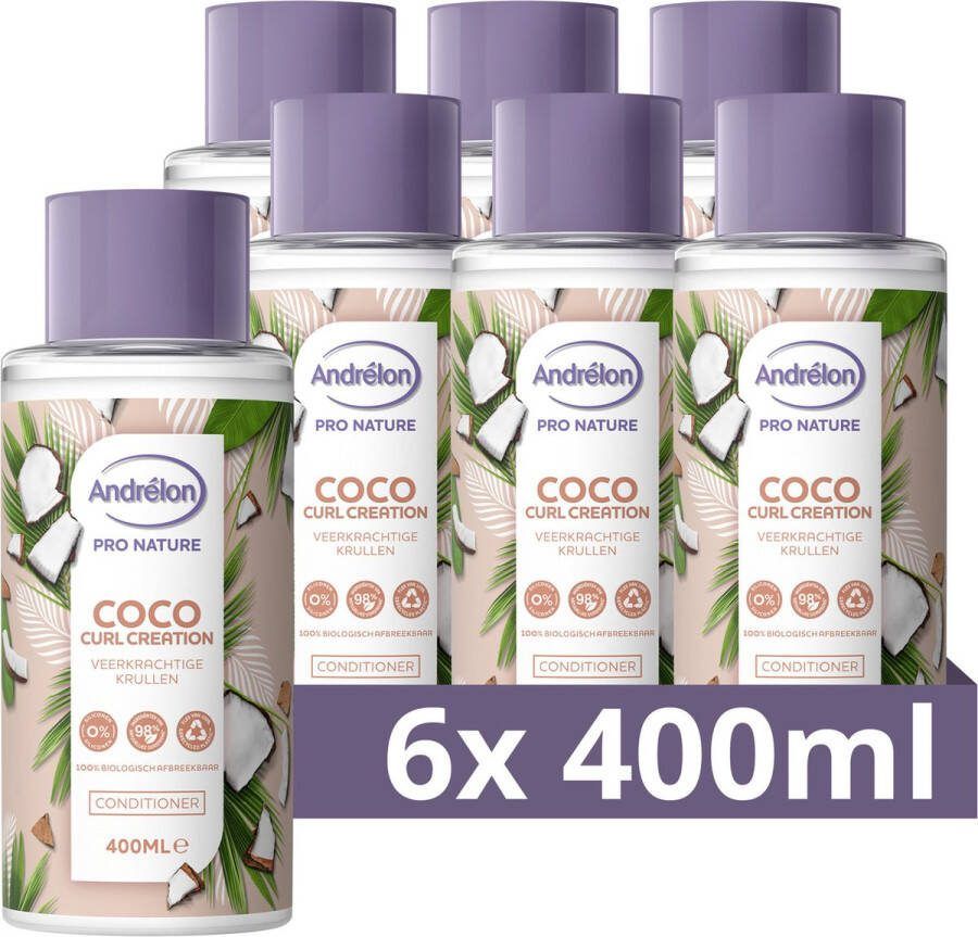 Andrélon Pro Nature Coco Curl Creation Conditioner 6 x 400 ml Voordeelverpakking