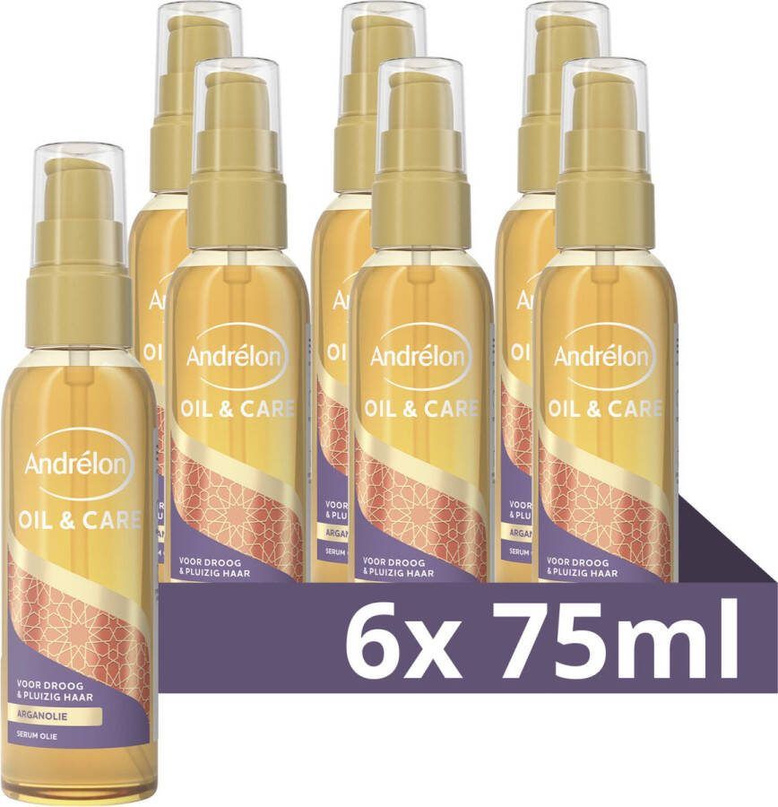 Andrélon Oil & Care Haarserum voor droog- en kroeshaar 6 x 75 ml Voordeelverpakking
