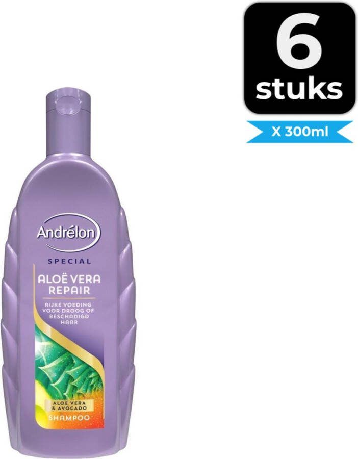 Andrélon Shampoo Aloe Vera Repair 300 ml Voordeelverpakking 6 stuks