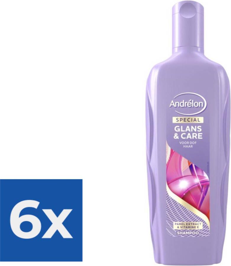 Andrélon Shampoo Glans & Care 300ml Voordeelverpakking 6 stuks