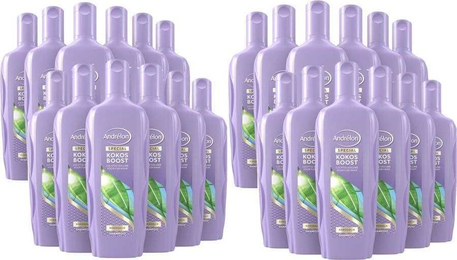Andrélon Shampoo Kokos Boost 300 ml Voordeelverpakking 24 stuks
