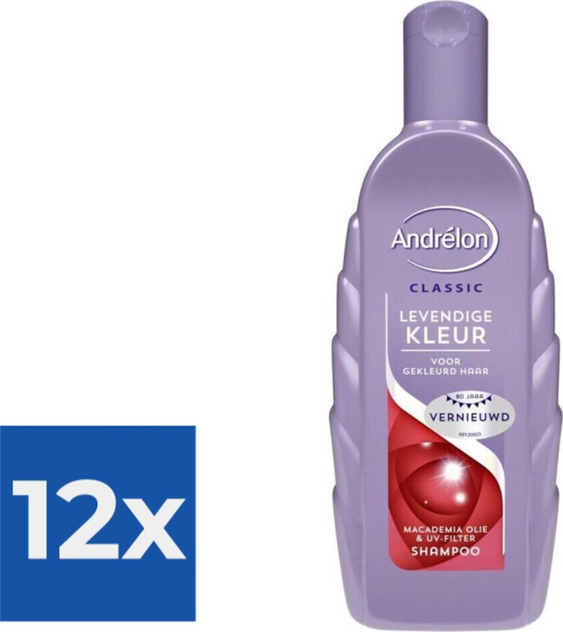 Andrélon Shampoo Levendige Kleur 300 ml Voordeelverpakking 12 stuks