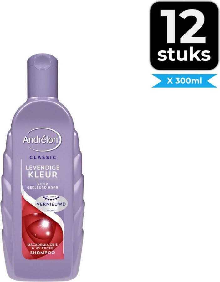 Andrélon Shampoo Levendige Kleur 300 ml Voordeelverpakking 12 stuks