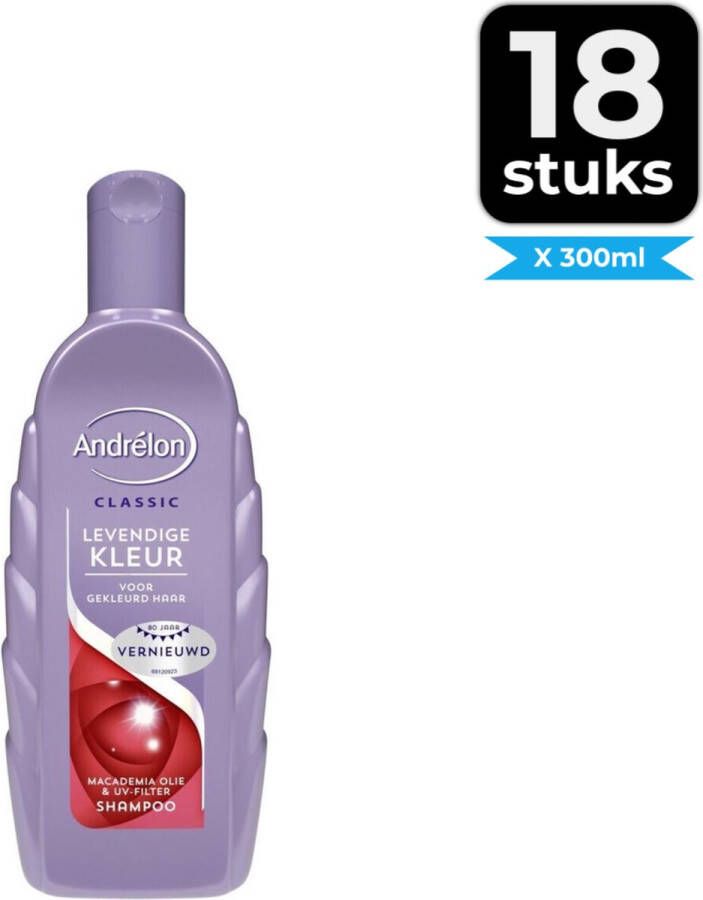 Andrélon Shampoo Levendige Kleur 300 ml Voordeelverpakking 18 stuks