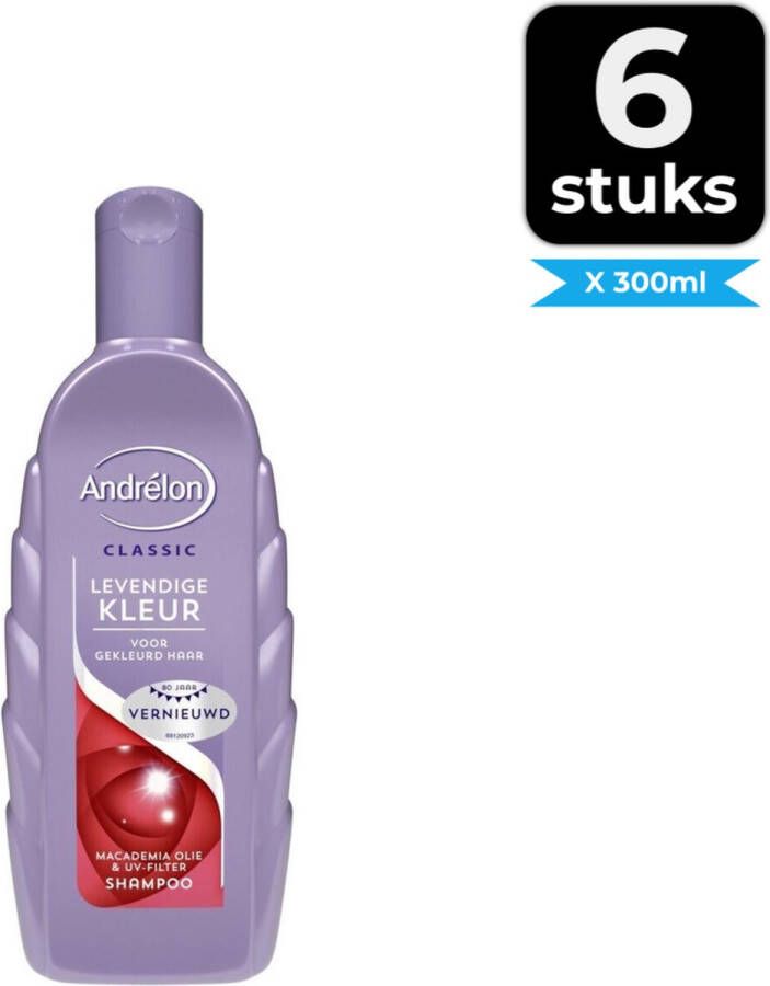 Andrélon Shampoo Levendige Kleur 300 ml Voordeelverpakking 6 stuks