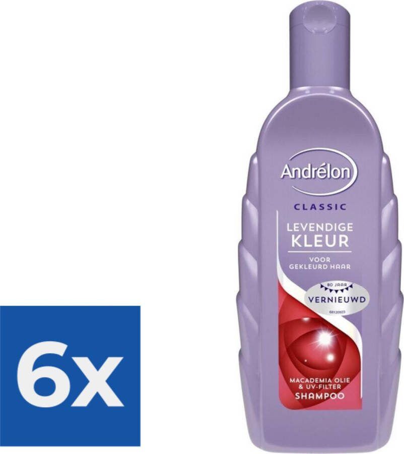 Andrélon Shampoo Levendige Kleur 300 ml Voordeelverpakking 6 stuks