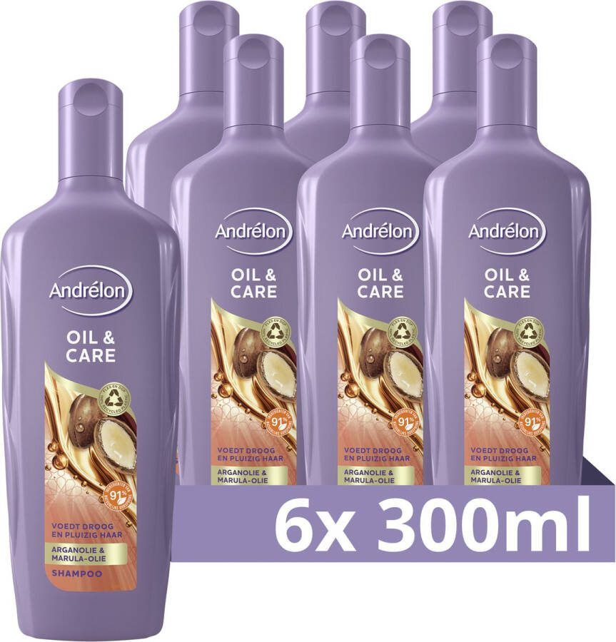 Andrélon Shampoo Oil & Care verrijkt met arganolie en marula-olie 6 x 300 ml