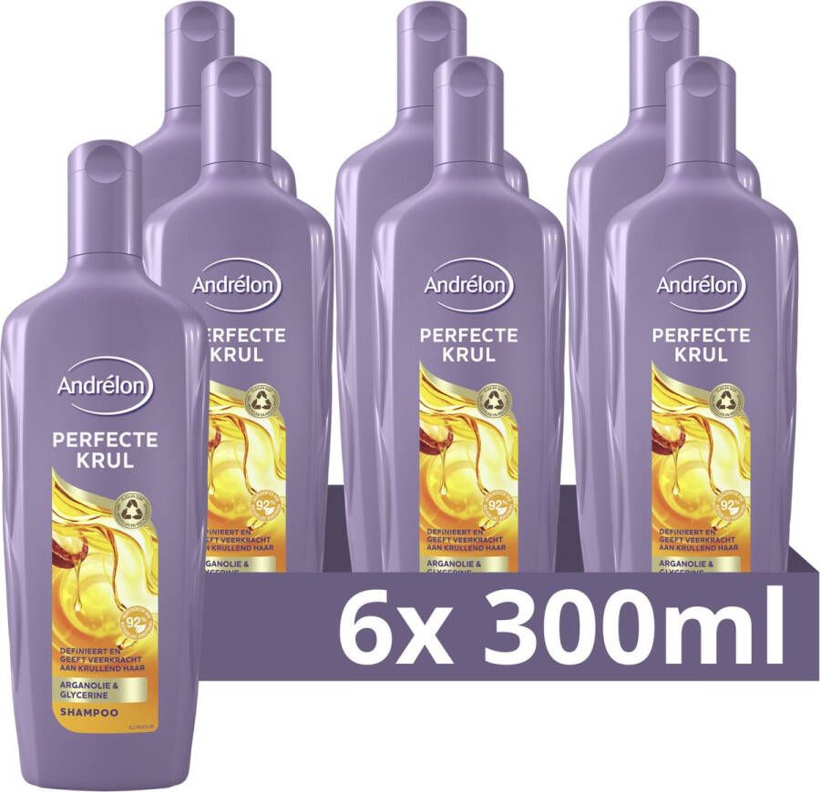 Andrélon Shampoo Perfecte Krul verrijkt met arganolie en glycerine 6 x 300 ml