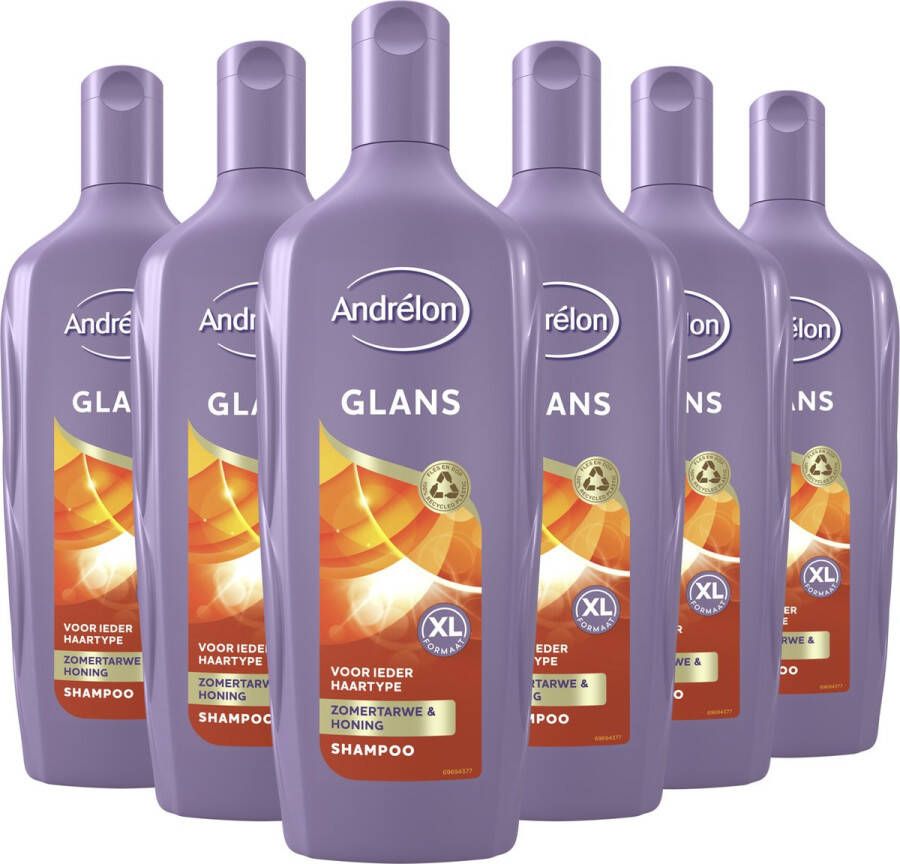 Andrélon Andrelon Shampoo XL Glans verrijkt met zomertarwe en honing 6 x 450 ml