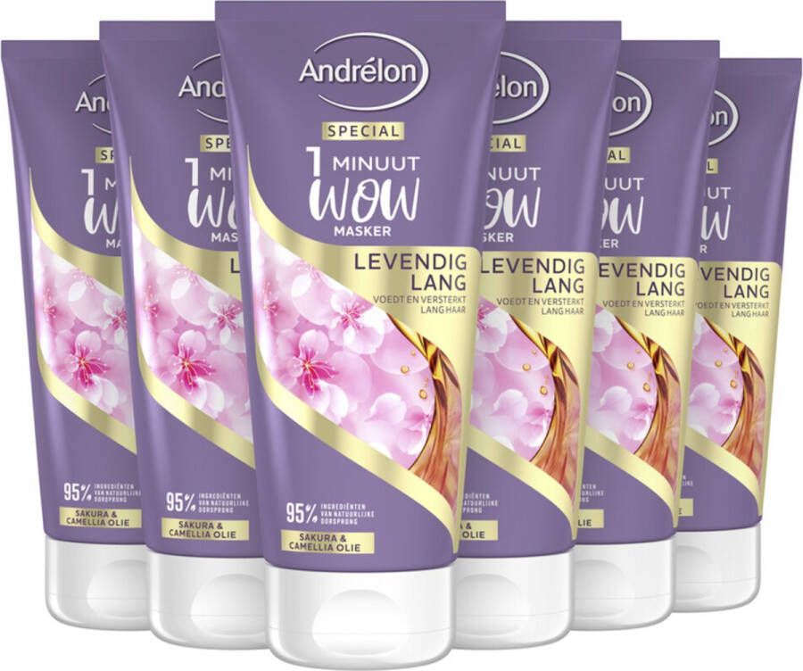 Andrélon Andrelon Special Levendig Lang 1 minuut WOW masker 6 x 180ml Voordeelverpakking