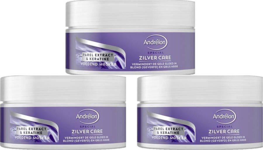 Andrélon Andrelon Special Zilver Care Haarmasker Met Parel extract en Keratine 3 x 200 ml