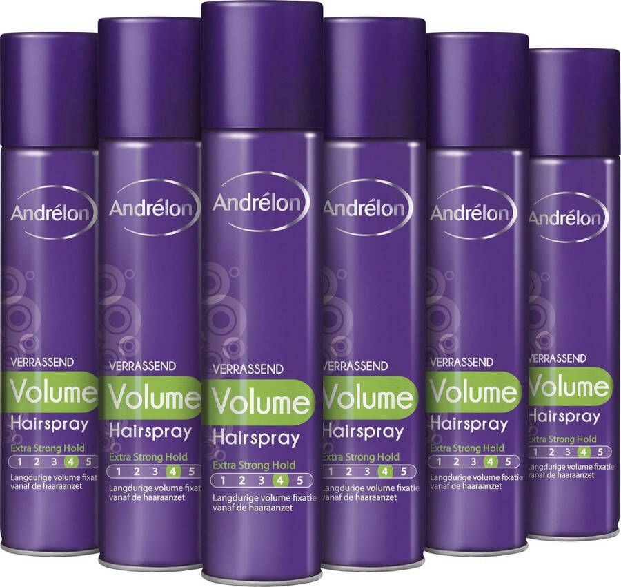 Andrélon Styling Haarspray Verrassend Volume gaat pluis tegen verrijkt met UV-filter 6 x 250 ml