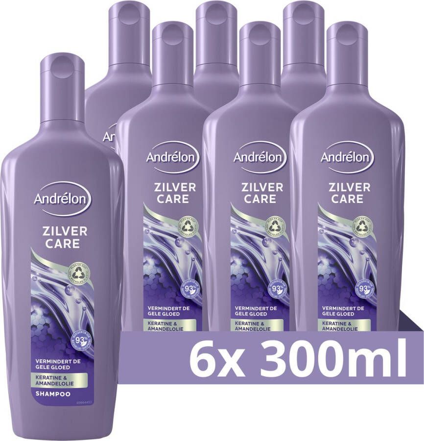 Andrélon Shampoo Zilver Care verrijkt met keratine en amandelolie 6 x 300 ml