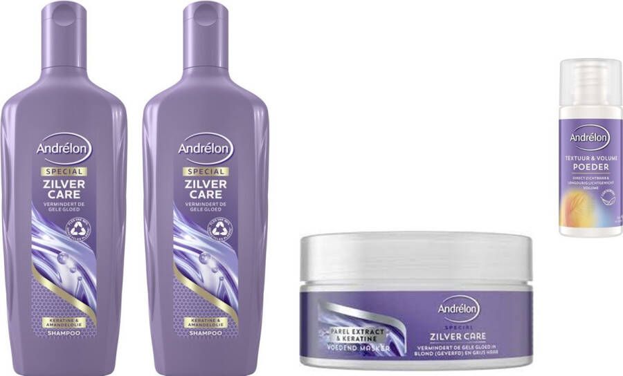 Andrélon Andrelon Zilvercare Pakket Shampoo Haarmasker Volume Poeder