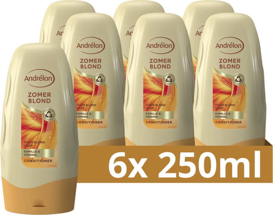 Andrélon Zomer Blond Conditioner Voor natuurlijk en gekleurd blond haar Verrijkt met kamille en honing 6 x 250 ml
