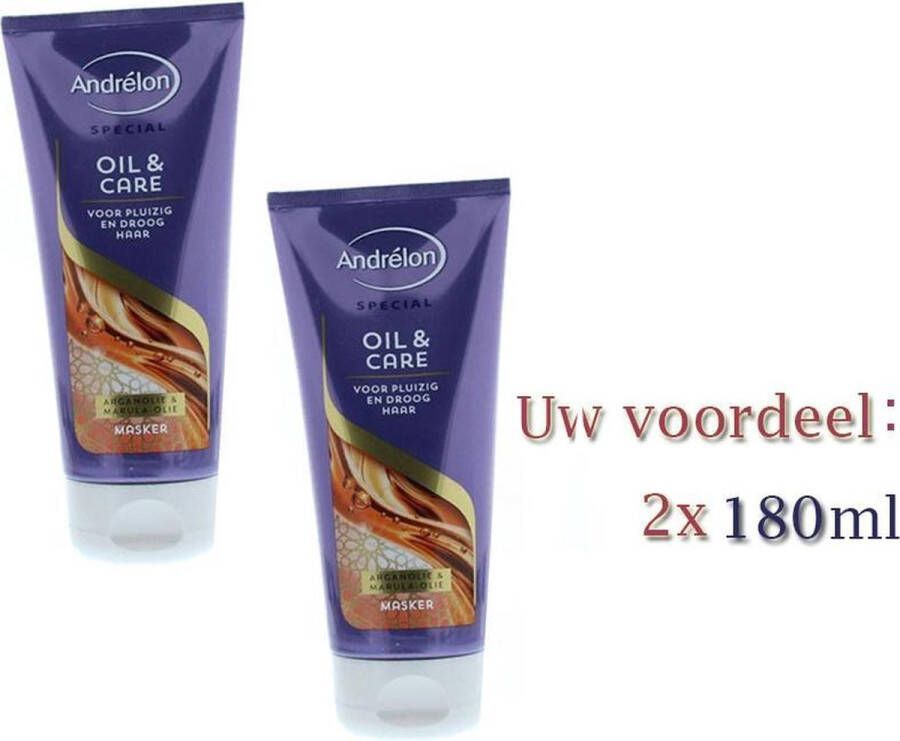Andrélon Duo-pack: 2x Andrelon Haarmasker Oil & Care 180 ml