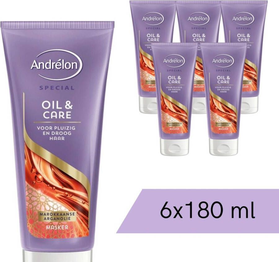 Andrélon Voordeelverpakking: 6x Andrelon Haarmasker Oil & Care 180 ml