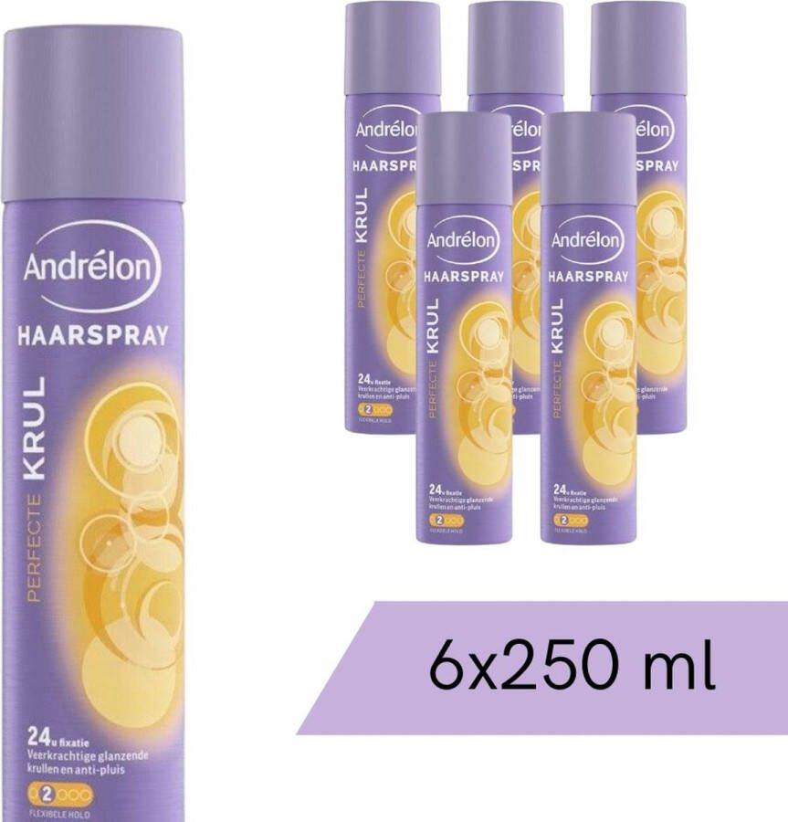 Andrélon Voordeelverpakking: 6x Andrelon Haarspray Perfecte Krul 250 ml