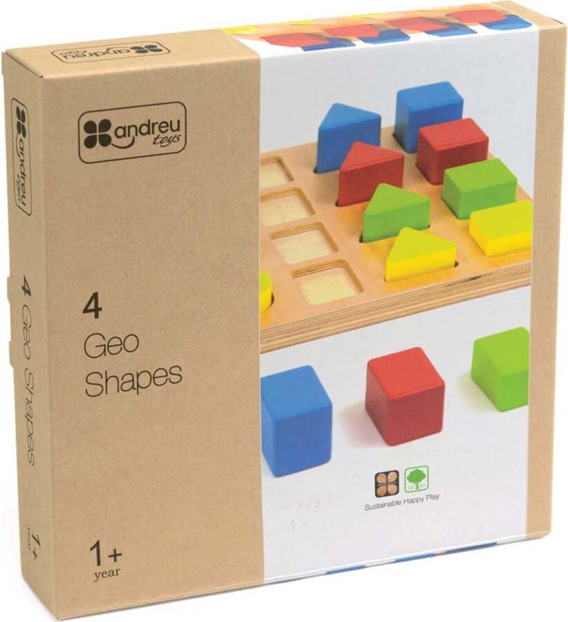 Andreu Toys ANDREU 4 geo vormen puzzel (16+1 stuks)