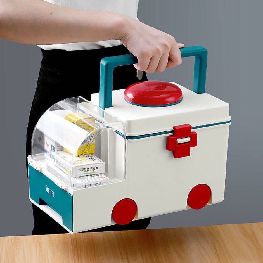 Medicijn EHBO Doos Kist Box Opbergdoos Koffer Ambulance Ziekenwagen Medicatiedoosje