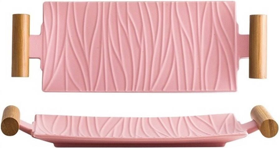 Roze Langwerpig Sushi Bord Met Handvatten Servies