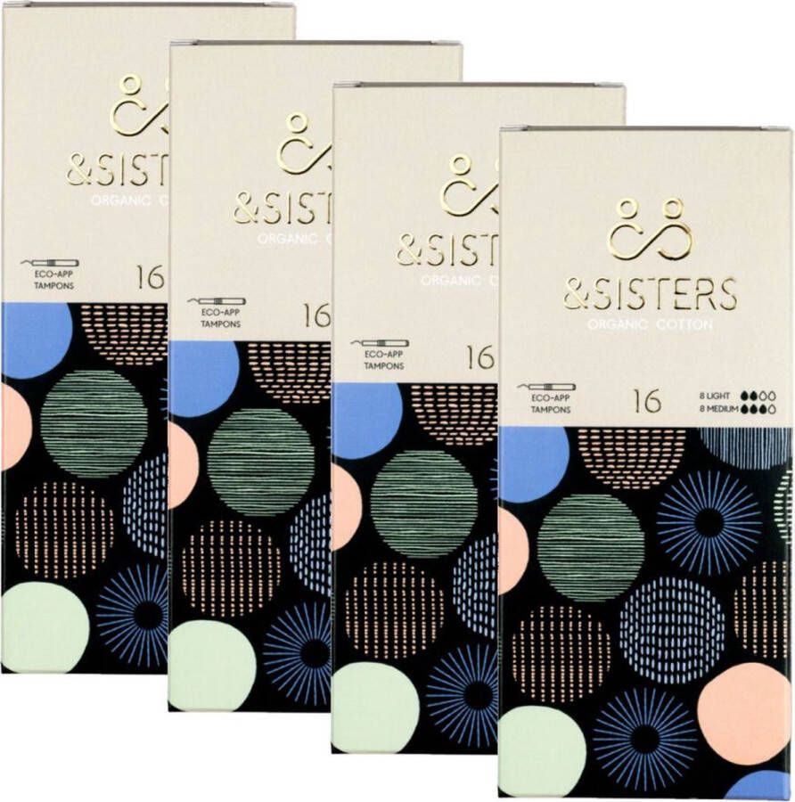 AndSisters &SISTERS – Eco-Applicator Tampons – Duopak: medium+light – 4 pak – Biologisch Katoen