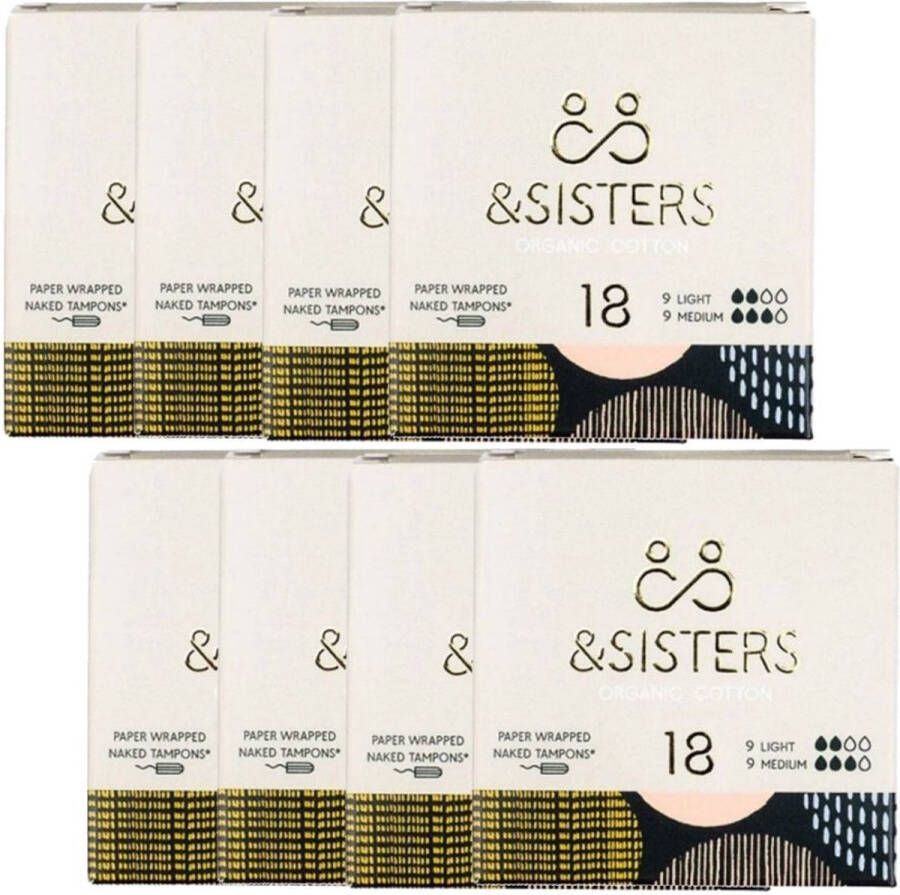 AndSisters &SISTERS – Tampons – Duopak : Light + Medium – 8 pak – Biologisch Katoen Duurzaam