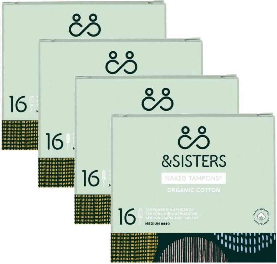 AndSisters &SISTERS – Tampons – Medium – 4 pak – Biologisch Katoen Duurzaam