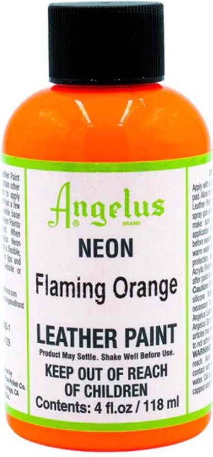 Angelus Leather Acrylic Paint textielverf voor leren stoffen acrylbasis 118ml Neon Flaming Orange