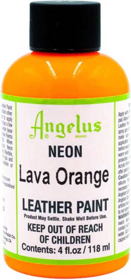 Angelus Leather Acrylic Paint textielverf voor leren stoffen acrylbasis 118ml Neon Lava Orange