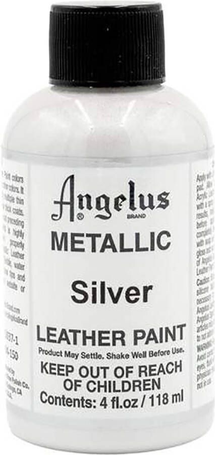 Angelus Leather Acrylic Paint textielverf voor leren stoffen acrylbasis Metallic Silver 118ml