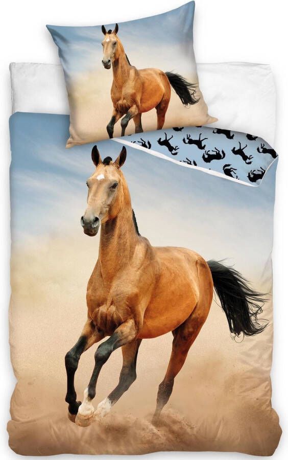 SimbaShop Animal Pictures Dekbedovertrek Paard Eenpersoons 140 x 200 cm + 65 x 65 cm Katoen