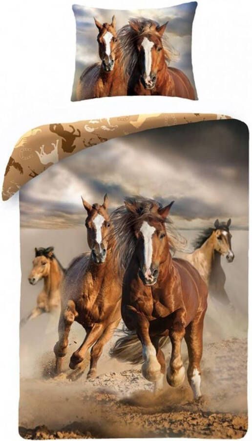 Animal Pictures Dekbedovertrek Paarden Eenpersoons 140 x 200 cm Katoen