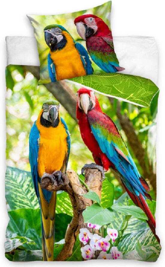 Animal Pictures Dekbedovertrek Papegaai Eenpersoons 140 x 200 cm Katoen