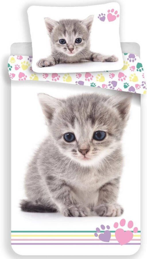 SimbaShop Animal Pictures Kitten Dekbedovertrek Eenpersoons 140 x 200 cm Katoen