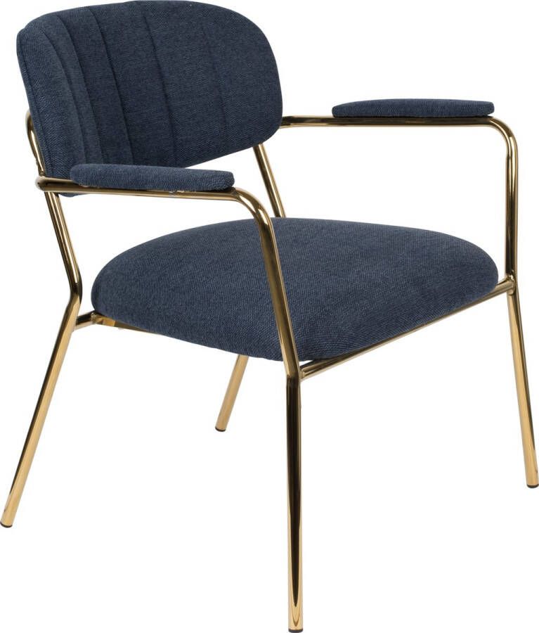 AnLi Style Lounge Chair Jolien Arm Gold Dark Blue