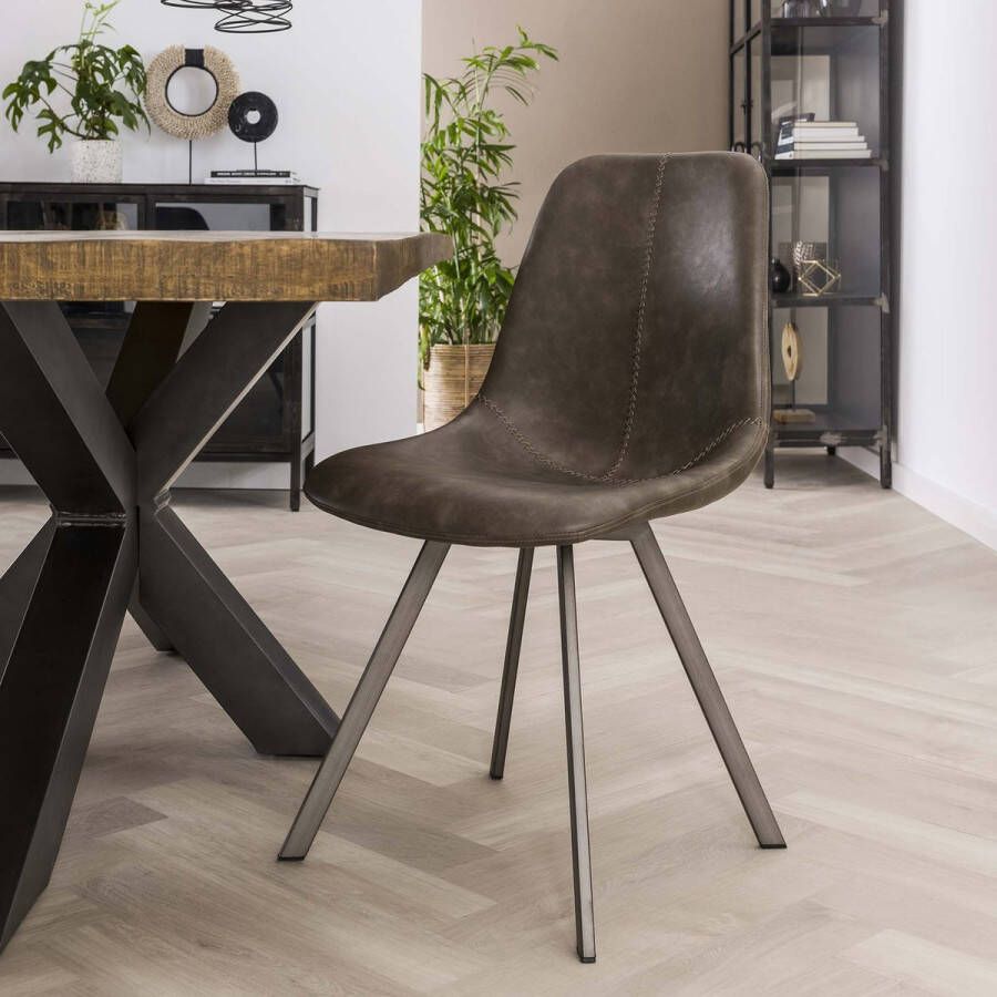 AnLi-Style Stoel zig-zag plat frame PU Taupe
