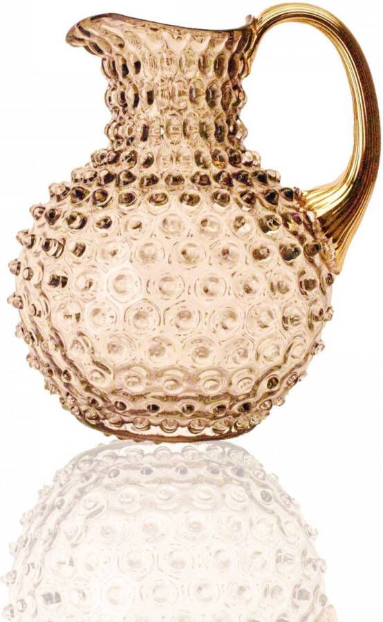 Anna von Lipa Waterkan Karaf Dots Kan Paris Hobnail Kan Karaf 2L Cashmere bruin & Goud