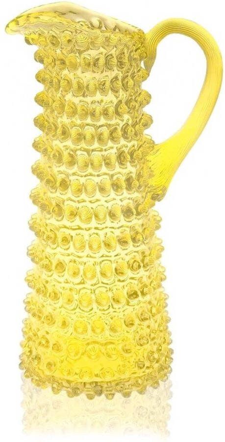 Anna von Lipa Schenkkan Waterkaraf Waterkan Glas Karaf met oor Hobnail Eiffel 1L Citroen Geel