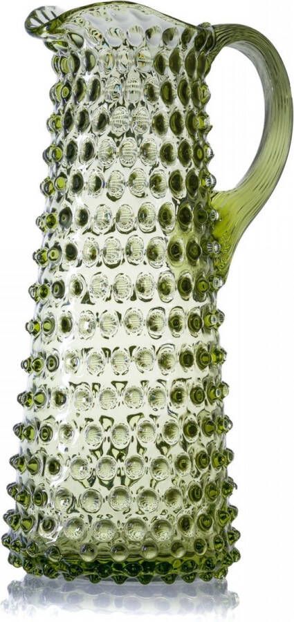 Anna von Lipa Waterkan Waterkaraf Glas Schenkkan met oor Eiffel Hobnail Kan Karaf 1L Olijfgroen