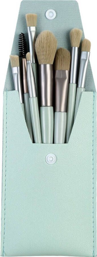 Annalize Make up Make up organizer Make up kwasten Make up tasje Vakantie Kantoor School Professionele Make up kwasten Reisset Mini Luxe Etui van leer Kwastenset 8-delig Roze