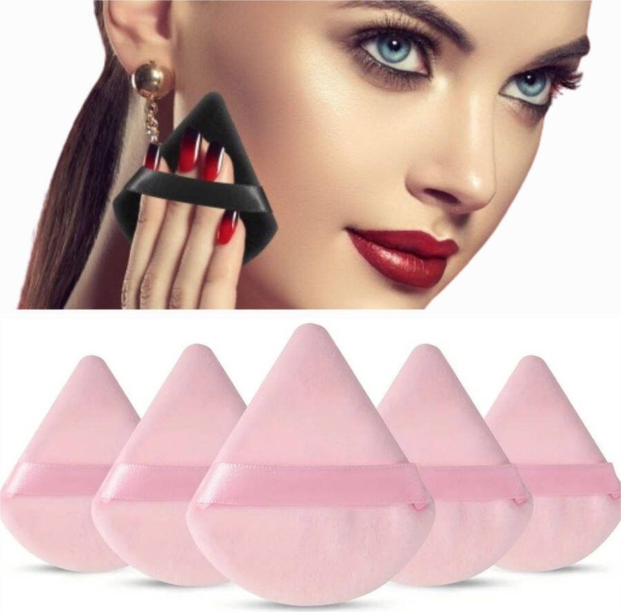 Annalize Powder Puff Make-up Spons Puff geschikt voor o.a Foundation en Poeder Beauty Blender Poederspons Powder Puff Driehoek Triangle Fluweelzacht 6 stuks Roze